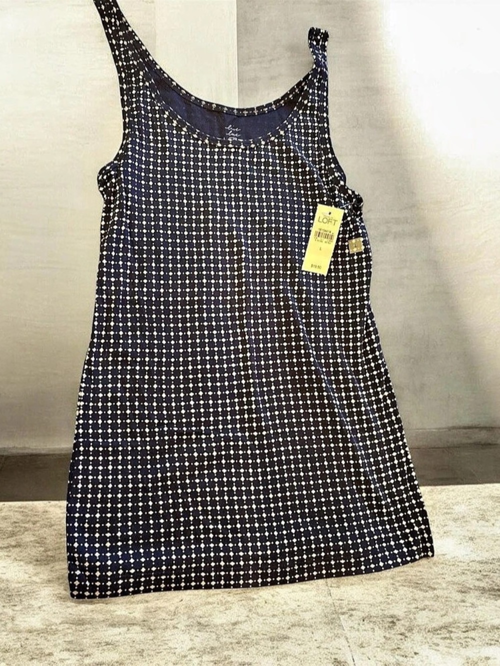 LOFT Geometric Mini Dress in Blue & White